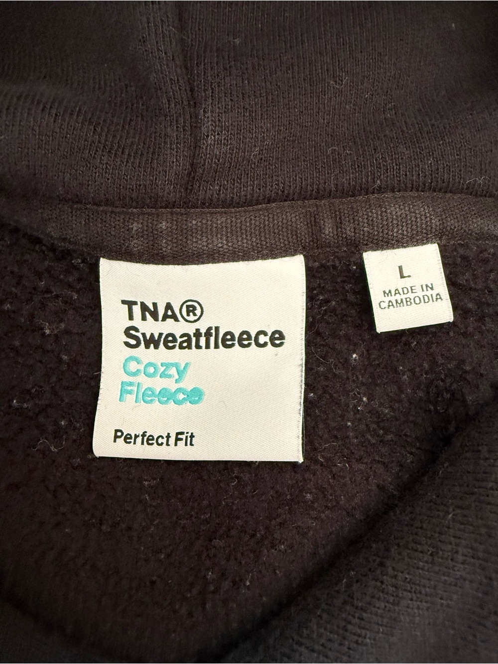 Aritzia TNA Cozy Fleece Black Hoodie Sweatshirt Size Large - Picture 4 of 6